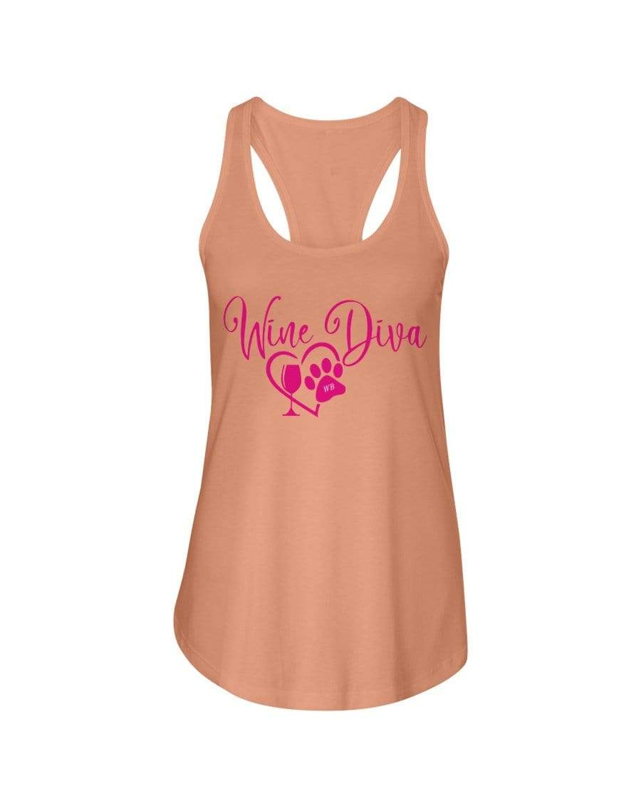 Shirts Light Orange / XS Winey Bitches Co "Wine Diva 2" Ladies Racerback Tank WineyBitchesCo