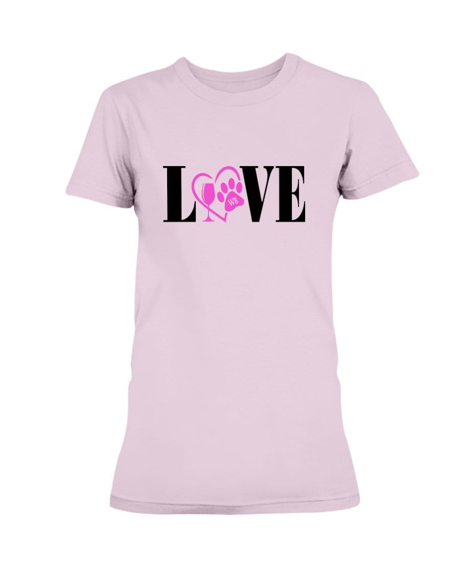 Shirts Light Pink / S Winey Bitches Co "Love" Blk Letters Ladies Missy T-Shirt WineyBitchesCo