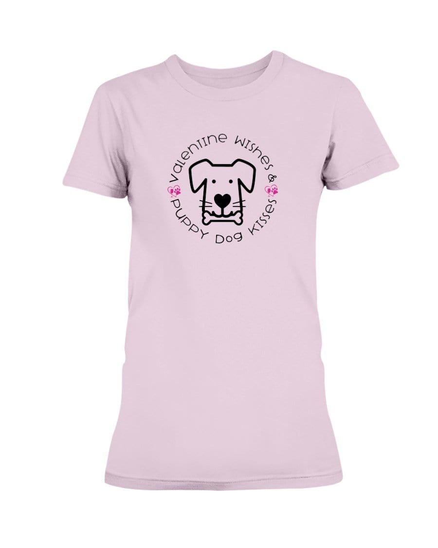 Shirts Light Pink / S Winey Bitches Co "Valentine Wishes And Puppy Dog Kisses" (Dog) Ladies Missy T-Shirt WineyBitchesCo
