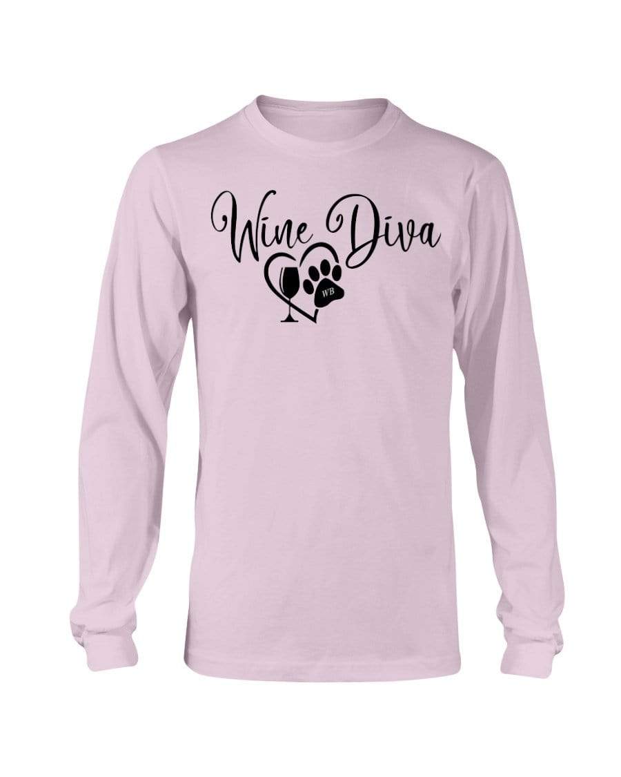 Shirts Light Pink / S Winey Bitches Co "Wine Diva 2" Long Sleeve T-Shirt WineyBitchesCo