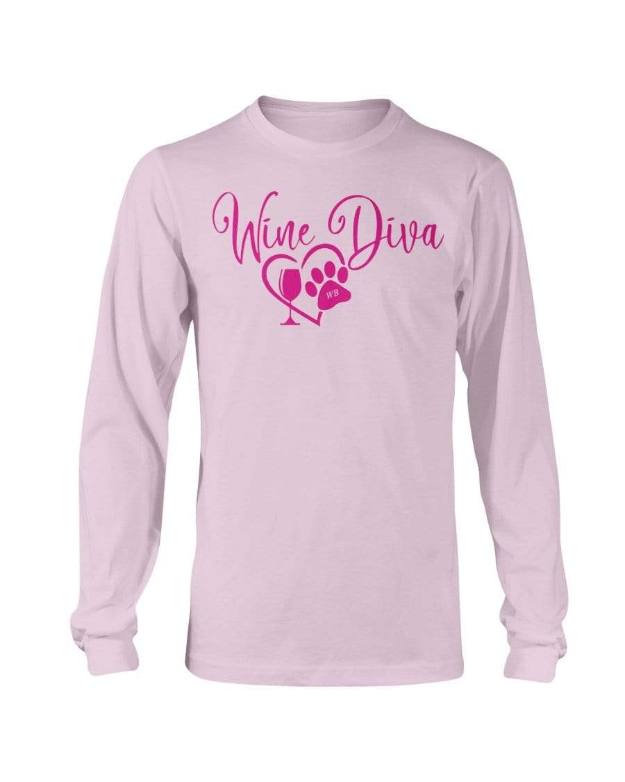 Shirts Light Pink / S Winey Bitches Co "Wine Diva 2" Long Sleeve T-Shirt WineyBitchesCo