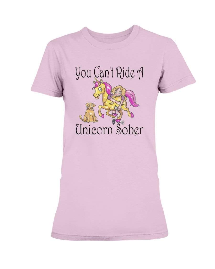 Shirts Light Pink / XS Winey Bitches Co "You Can't Ride A Unicorn Sober" Ultra Ladies T-Shirt WineyBitchesCo