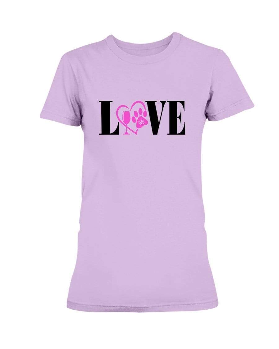 Shirts Lilac / S Winey Bitches Co "Love" Blk Letters Ladies Missy T-Shirt WineyBitchesCo