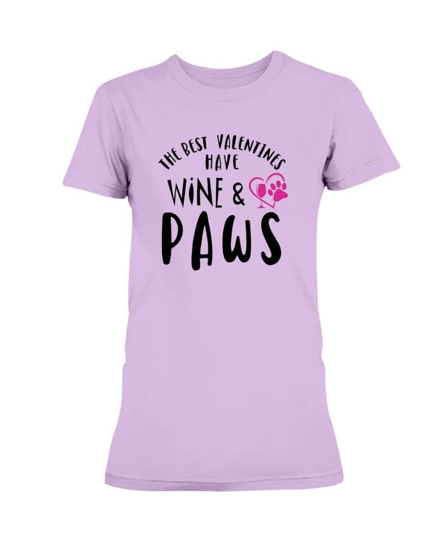 Shirts Lilac / S Winey Bitches Co "The Best Valentines Have Wine And Paws" Ladies Missy T-Shirt WineyBitchesCo