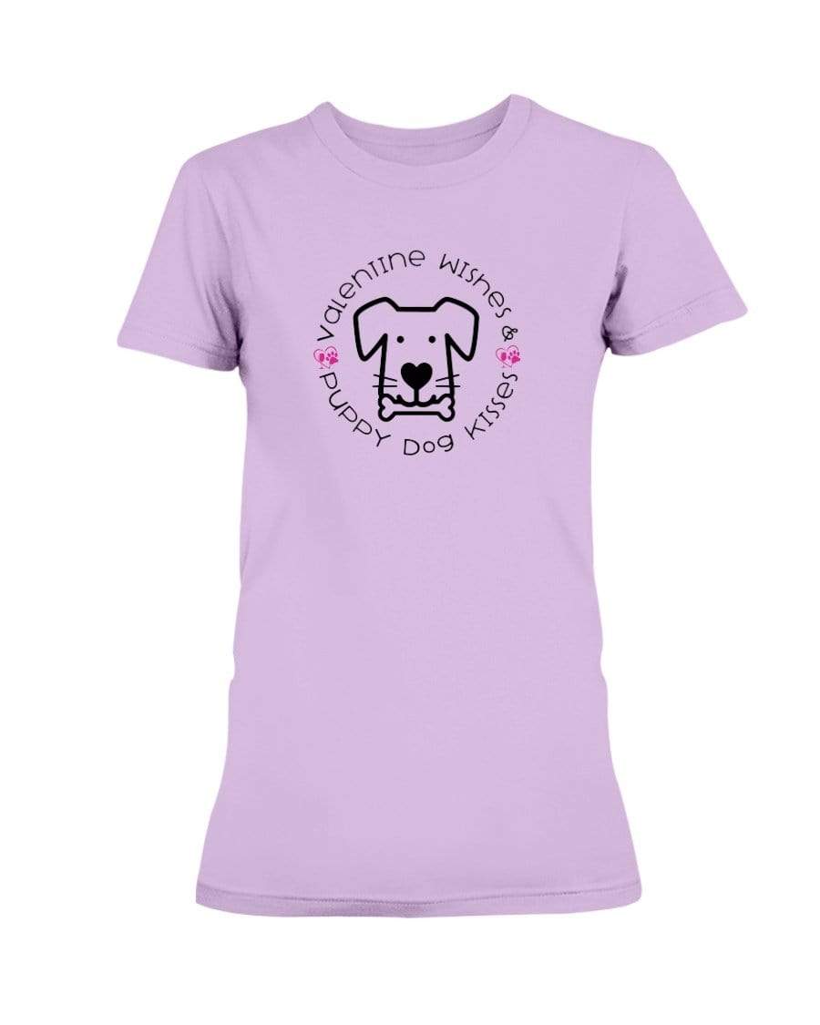 Shirts Lilac / S Winey Bitches Co "Valentine Wishes And Puppy Dog Kisses" (Dog) Ladies Missy T-Shirt WineyBitchesCo