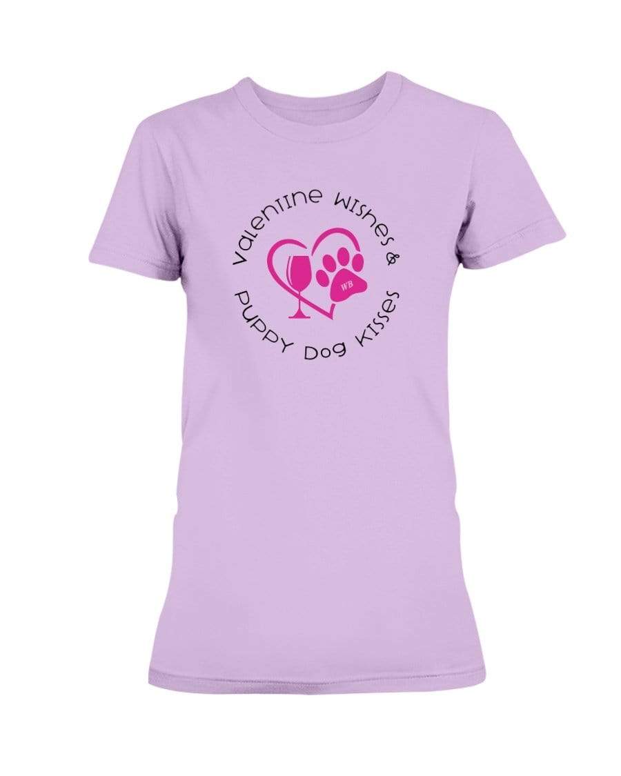 Shirts Lilac / S Winey Bitches Co "Valentine Wishes And Puppy Dog Kisses" (Heart) Ladies Missy T-Shirt WineyBitchesCo