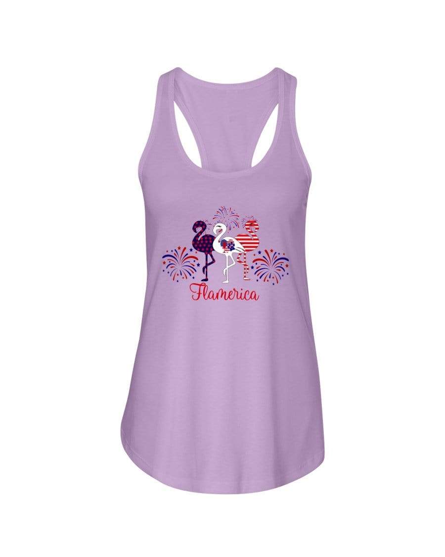 Shirts Lilac / XS Winey Bitches Co "Flamerica" Patriotic Flamingo Ladies Racerback Tank WineyBitchesCo