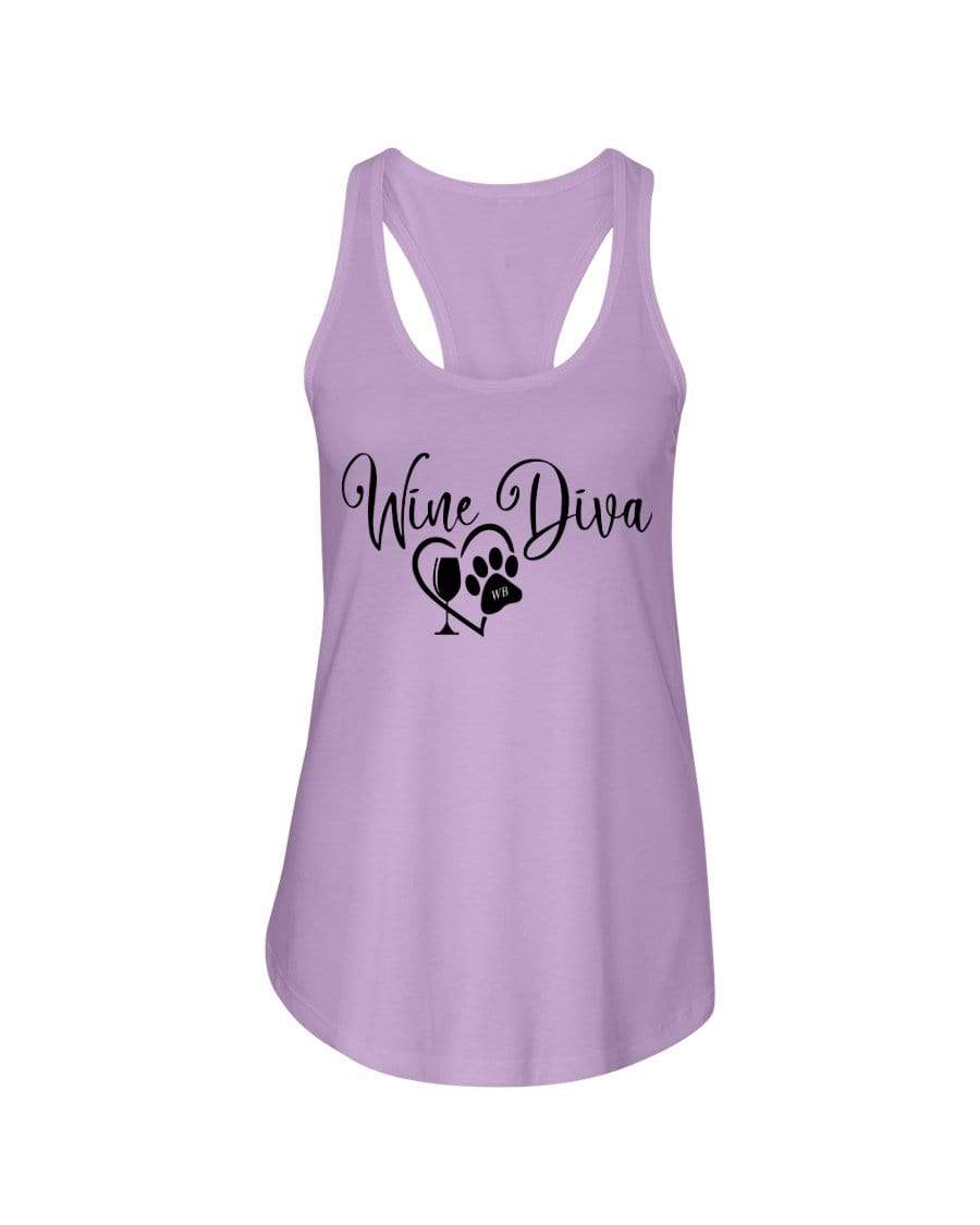 Shirts Lilac / XS Winey Bitches Co "Wine Diva 2" Ladies Racerback Tank- Blk Ltrs WineyBitchesCo