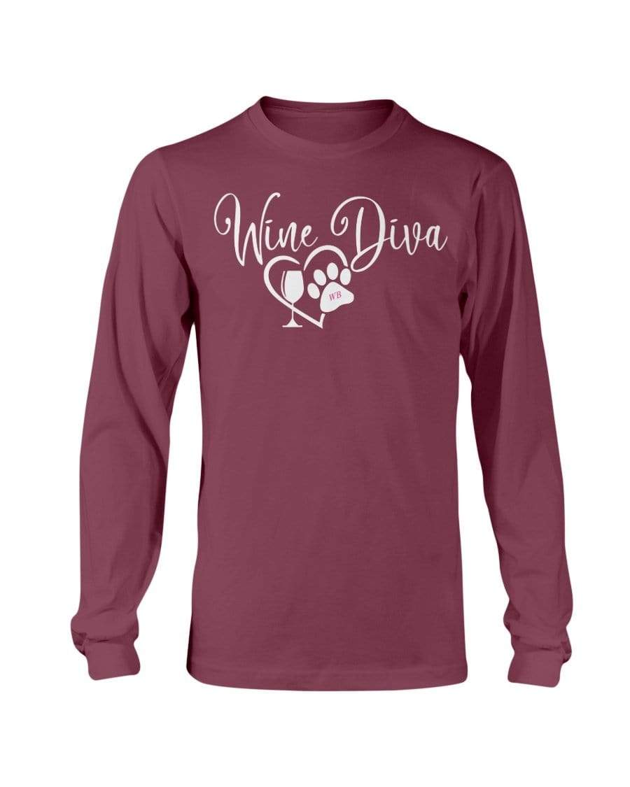 Shirts Maroon / S Winey Bitches Co "Wine Diva 2" Long Sleeve T-Shirt WineyBitchesCo