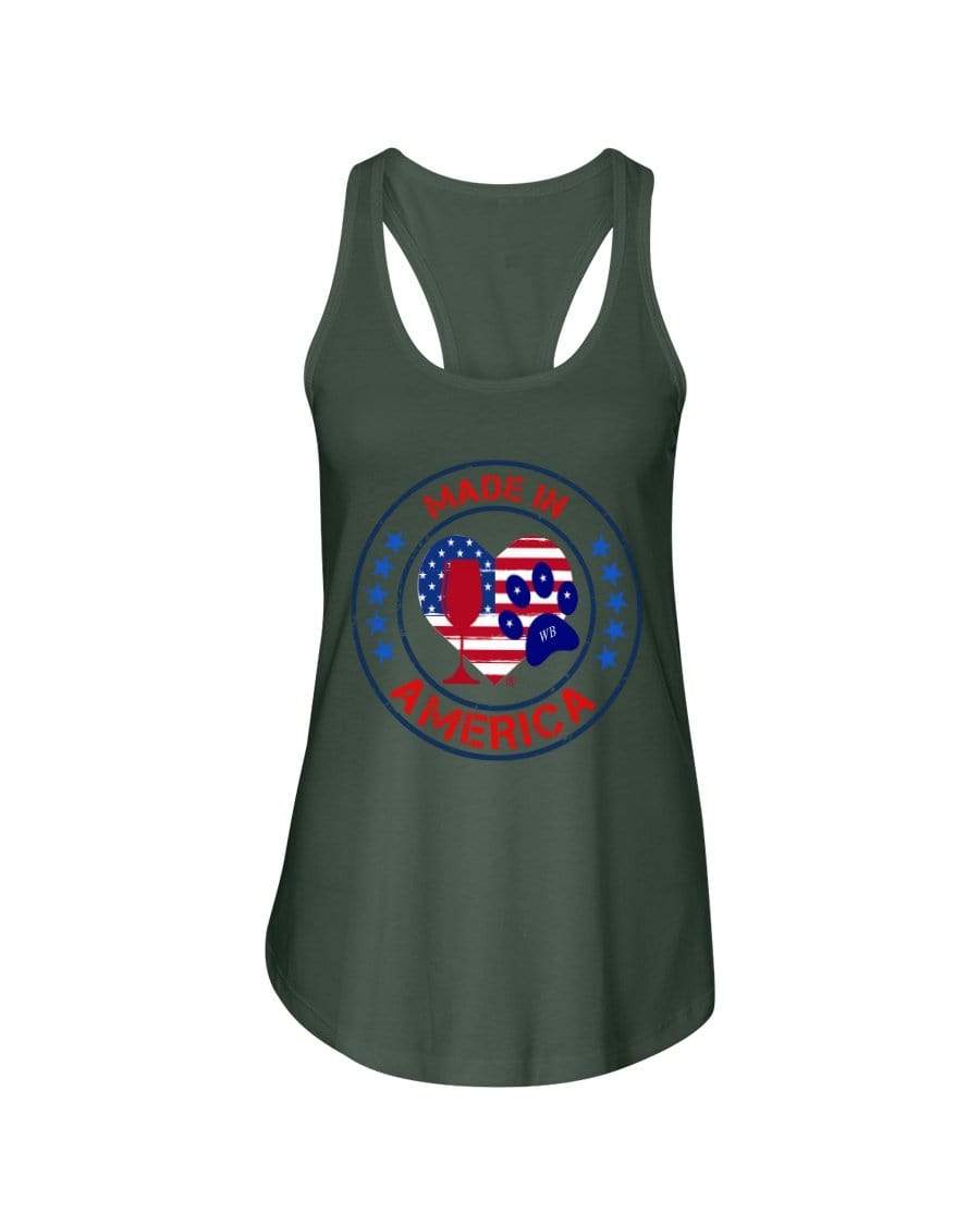 Shirts Military Green / XS Winey Bitches Co "Made In America" Ladies Racerback Tank WineyBitchesCo