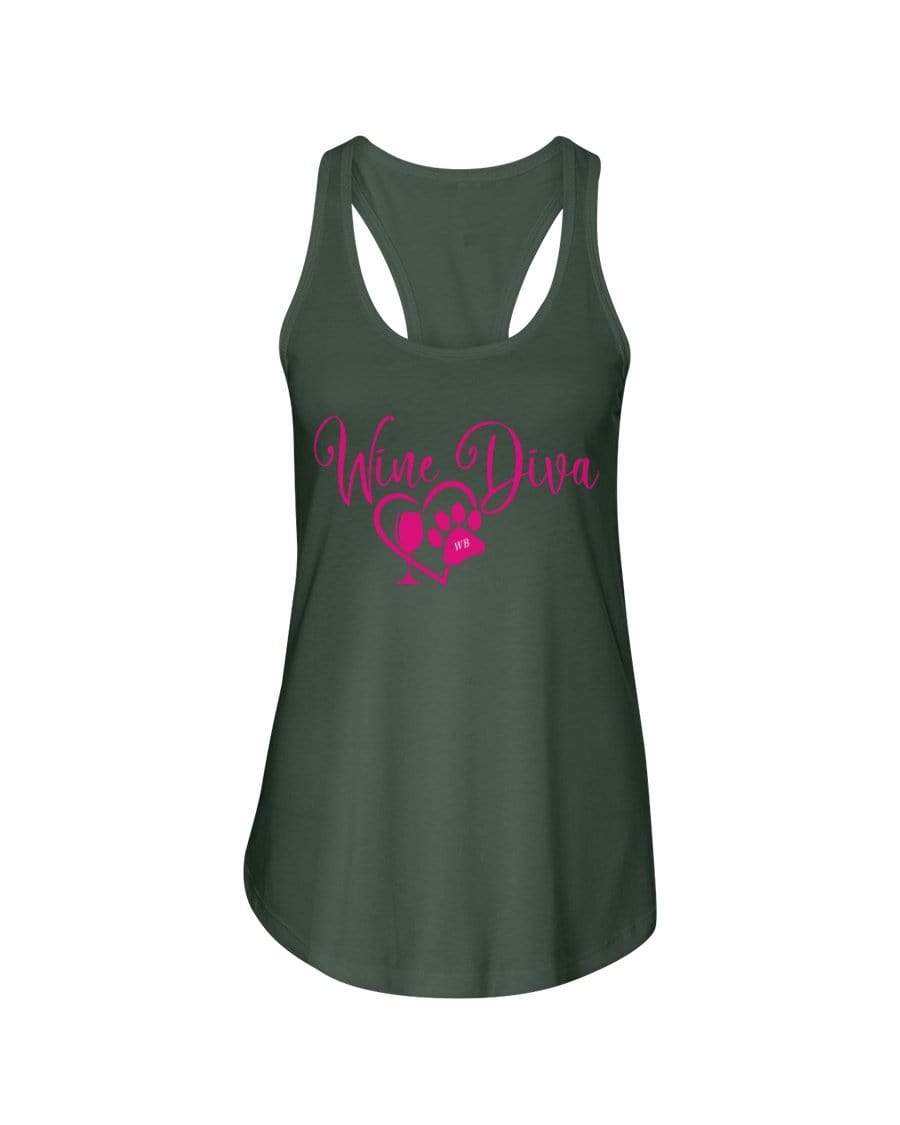 Shirts Military Green / XS Winey Bitches Co "Wine Diva 2" Ladies Racerback Tank WineyBitchesCo