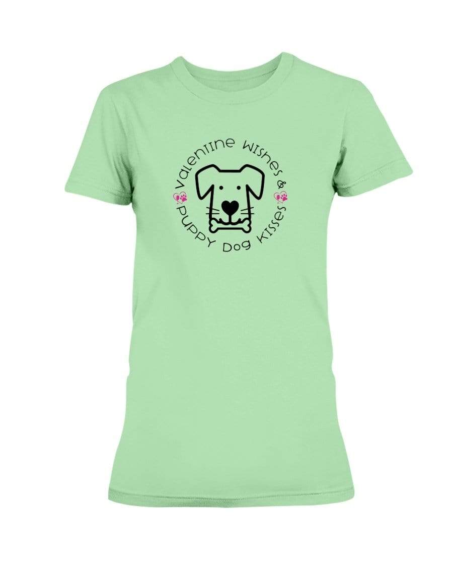 Shirts Mint Green / S Winey Bitches Co "Valentine Wishes And Puppy Dog Kisses" (Dog) Ladies Missy T-Shirt WineyBitchesCo
