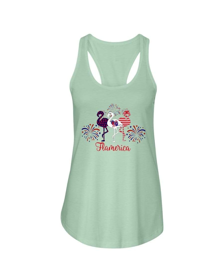 Shirts Mint / XS Winey Bitches Co "Flamerica" Patriotic Flamingo Ladies Racerback Tank WineyBitchesCo