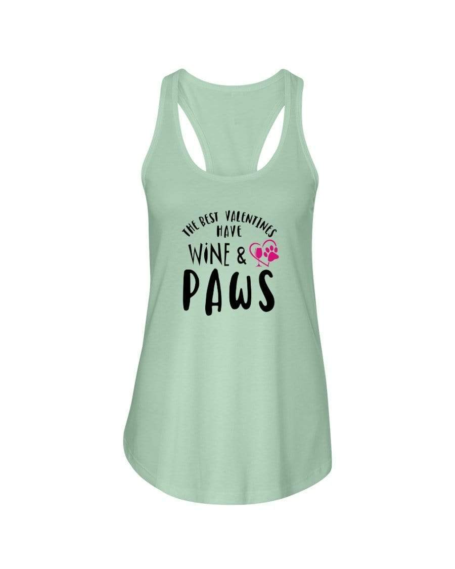 Shirts Mint / XS Winey Bitches Co"The Best Valentines Have Wine And Paws" Ladies Racerback Tank Top* WineyBitchesCo