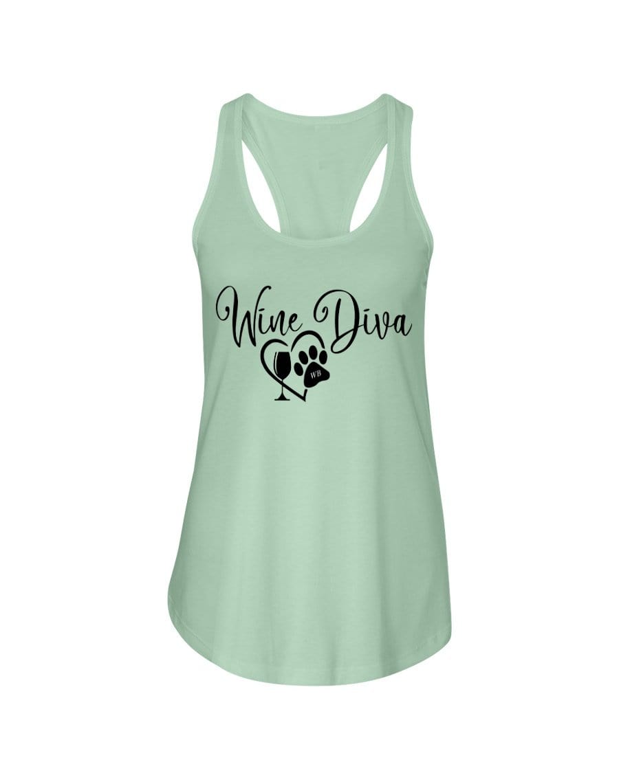 Shirts Mint / XS Winey Bitches Co "Wine Diva 2" Ladies Racerback Tank- Blk Ltrs WineyBitchesCo