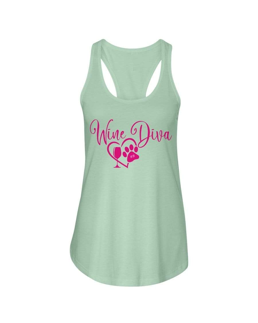 Shirts Mint / XS Winey Bitches Co "Wine Diva 2" Ladies Racerback Tank WineyBitchesCo