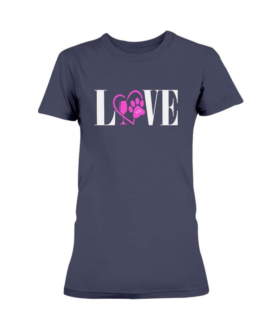 Shirts Navy / S Winey Bitches Co "Love" Wht Letters Ladies Missy T-Shirt WineyBitchesCo