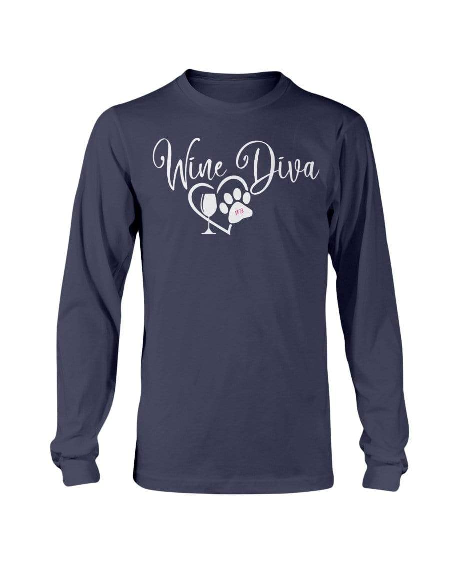 Shirts Navy / S Winey Bitches Co "Wine Diva 2" Long Sleeve T-Shirt WineyBitchesCo