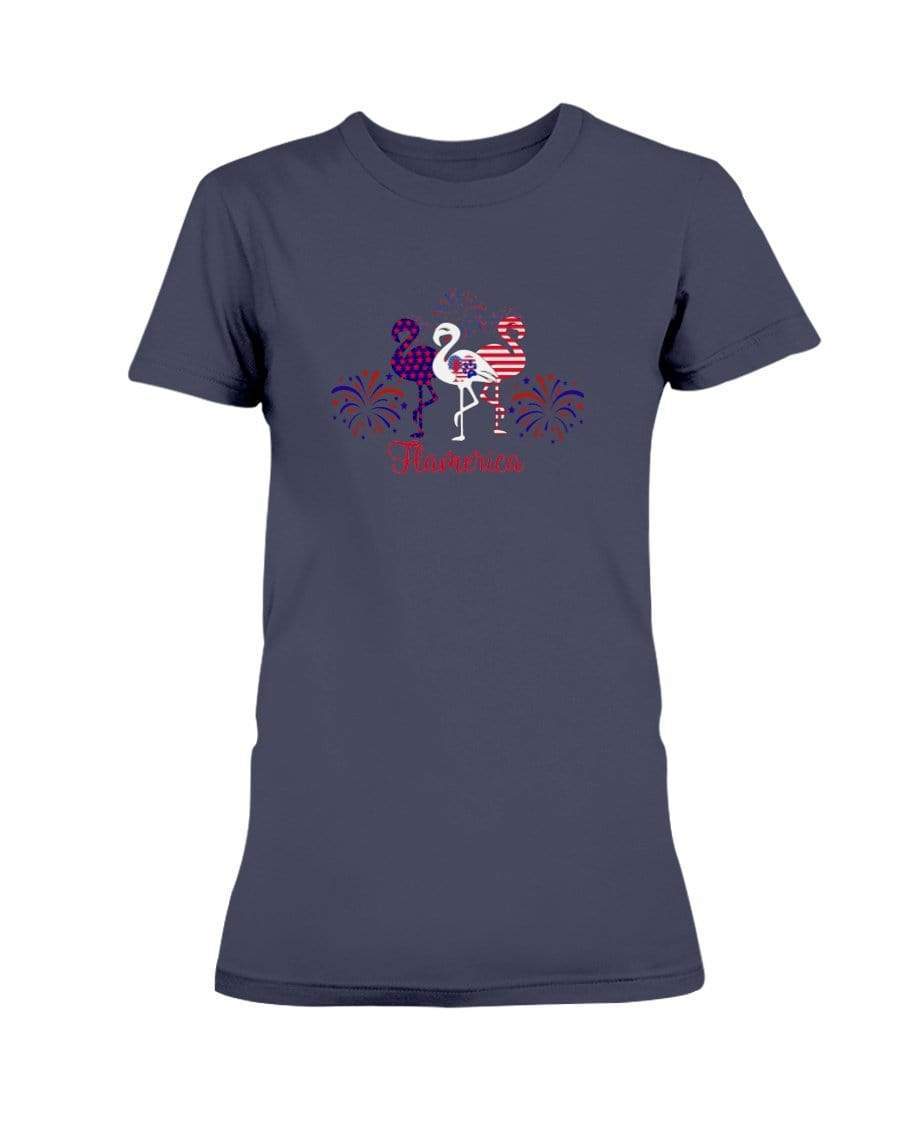 Shirts Navy / XS Winey Bitches Co "Flamerica" Patriotic Flamingo Ultra Ladies T-Shirt WineyBitchesCo