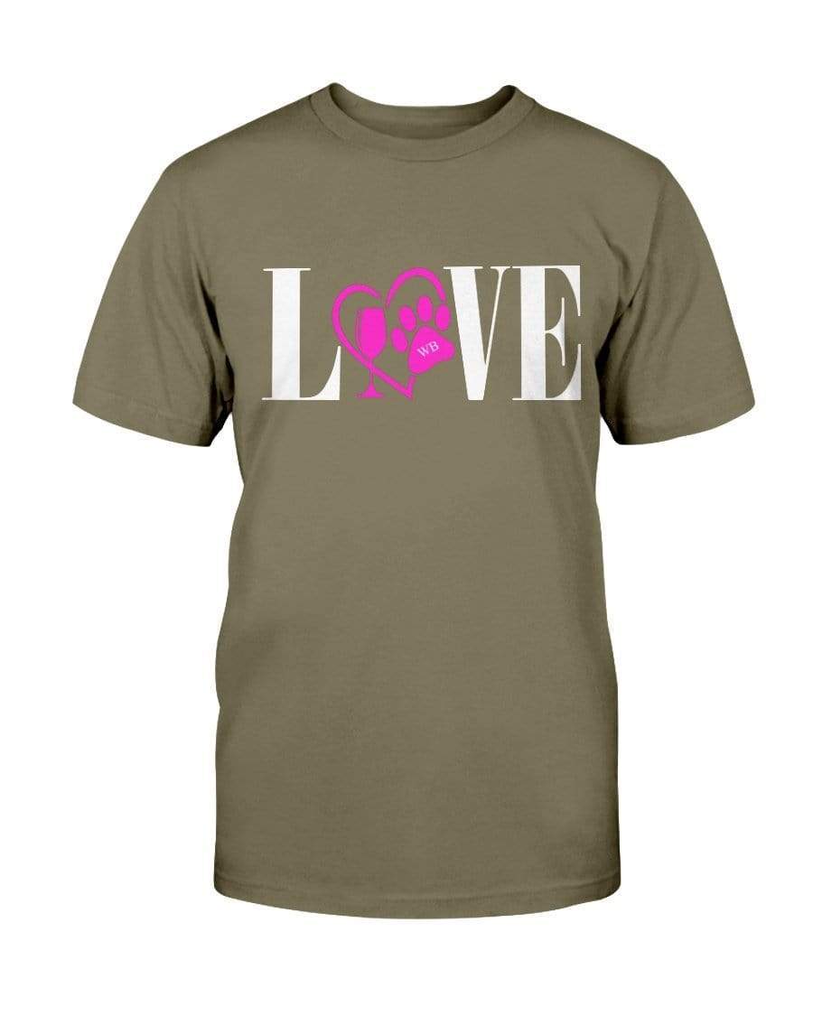 Shirts Olive / S Winey Bitches Co "Love" Wht Letters Ultra Cotton T-Shirt WineyBitchesCo