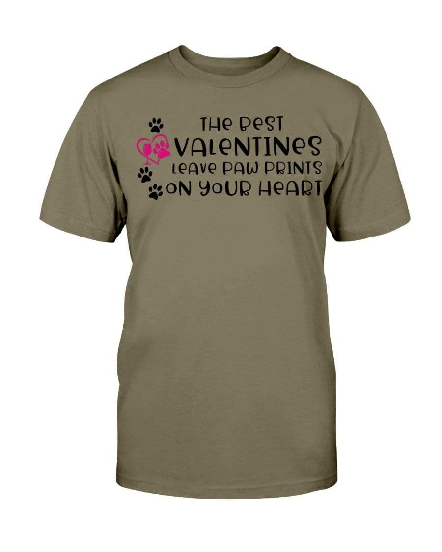 Shirts Olive / S Winey Bitches Co "The Best Valentines Leave Paw Prints On Your Heart" Ultra Cotton T-Shirt WineyBitchesCo