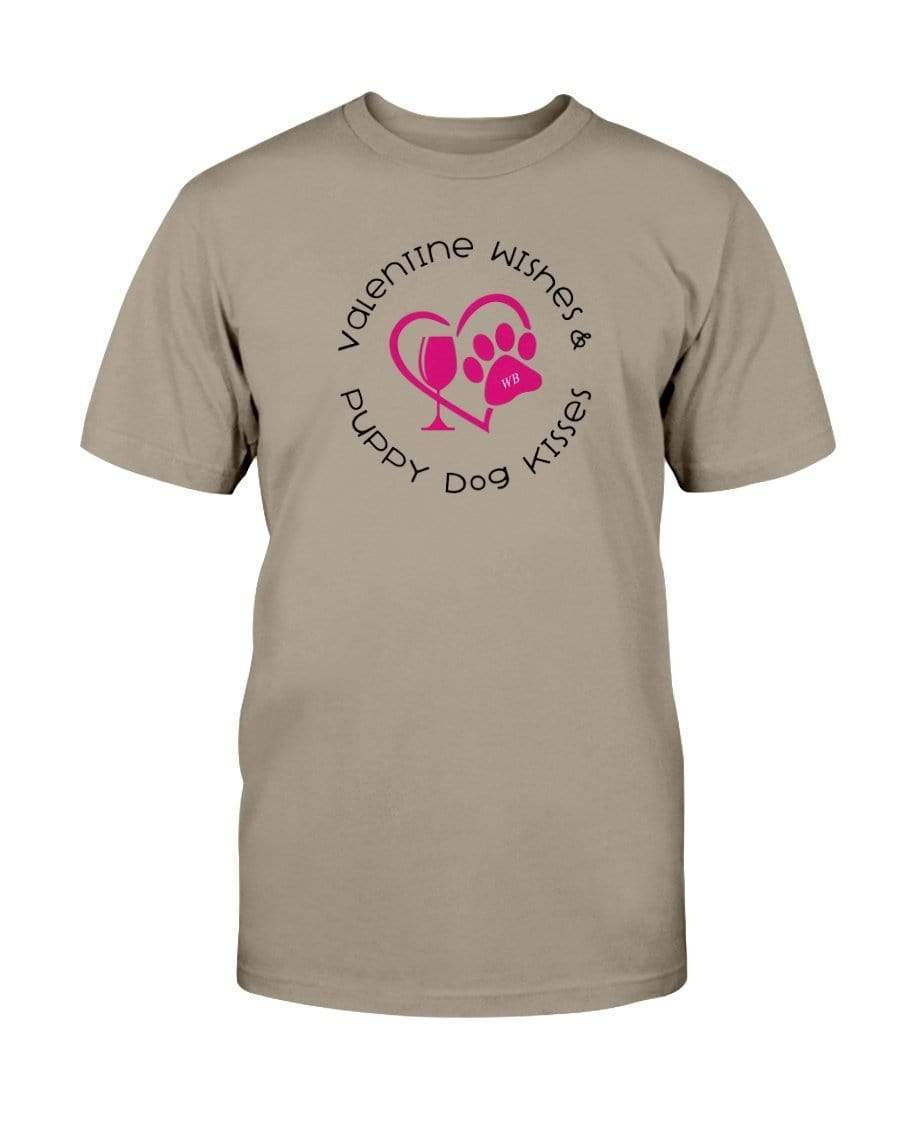 Shirts Prairie Dust / S Winey Bitches Co "Valentine Wishes And Puppy Dog Kisses" (Heart) Ultra Cotton T-Shirt WineyBitchesCo