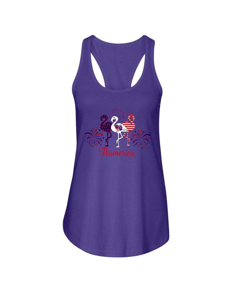 Shirts Purple Rush / XS Winey Bitches Co "Flamerica" Patriotic Flamingo Ladies Racerback Tank WineyBitchesCo