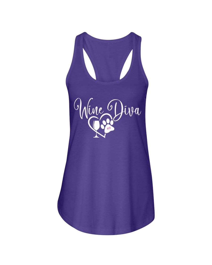 Shirts Purple Rush / XS Winey Bitches Co "Wine Diva 2" Ladies Racerback Tank-Wht Lettering WineyBitchesCo