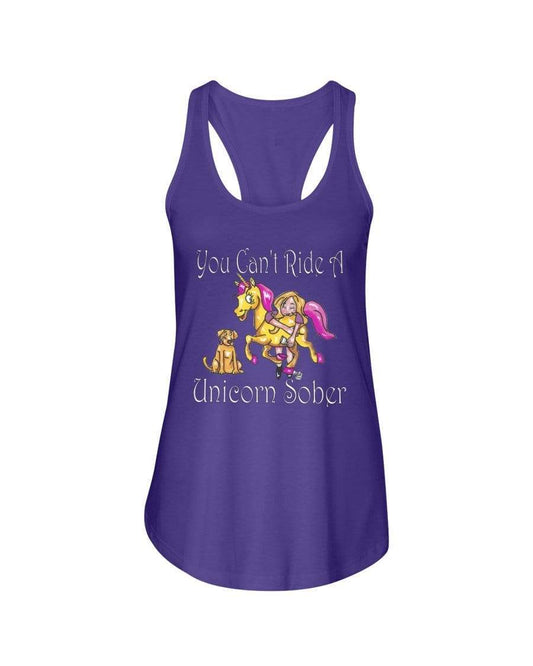 Shirts Purple Rush / XS Winey Bitches Co "You Can't Ride A Unicorn Sober" Ladies Racerback Tank WineyBitchesCo