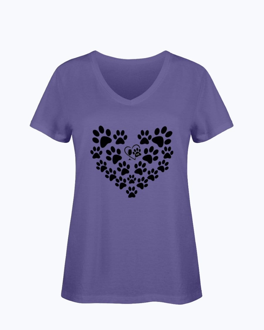 Shirts Purple / S Winey Bitches Co Heart Paws (Black) Ladies HD V Neck Tee WineyBitchesCo