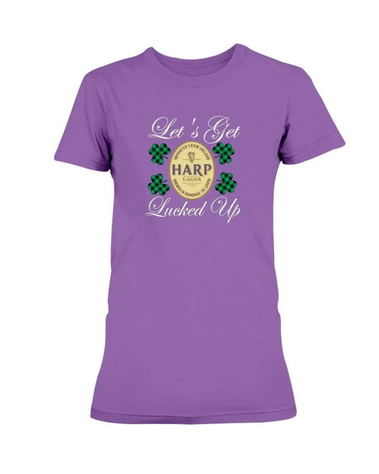 Shirts Purple / S Winey Bitches Co "Let's Get Lucked Up" Harp Wht Lettering Ladies Missy T-Shirt WineyBitchesCo