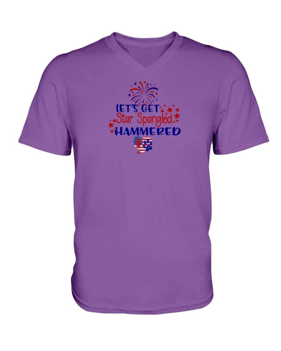 Shirts Purple / S Winey Bitches Co "Let's Get Star Spangled Hammered" Ladies HD V Neck T WineyBitchesCo