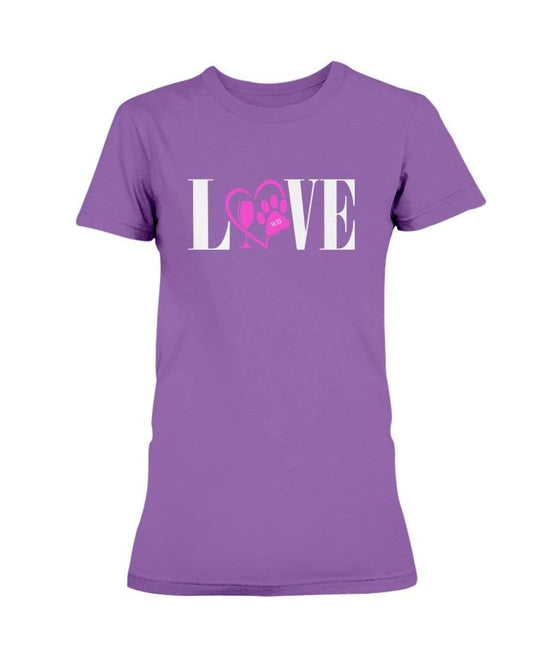 Shirts Purple / S Winey Bitches Co "Love" Wht Letters Ladies Missy T-Shirt WineyBitchesCo