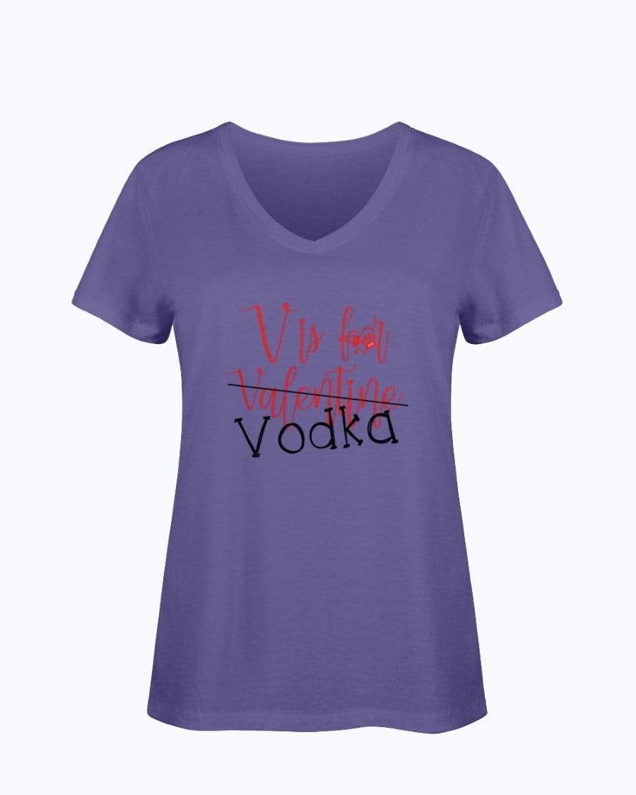 Shirts Purple / S Winey Bitches Co "V is for Vodka" Ladies HD V Neck T WineyBitchesCo