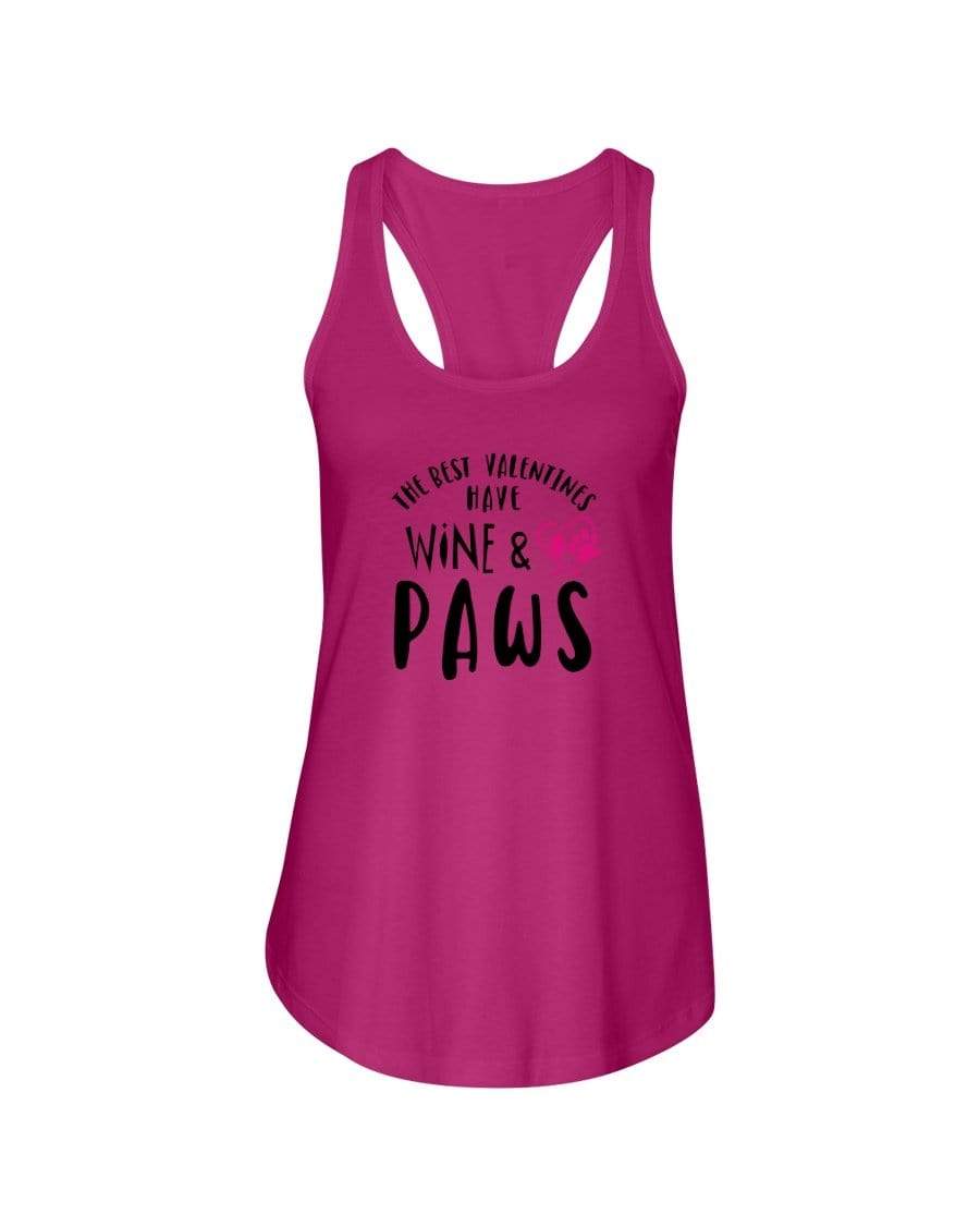 Shirts Raspberry / XS Winey Bitches Co"The Best Valentines Have Wine And Paws" Ladies Racerback Tank Top* WineyBitchesCo