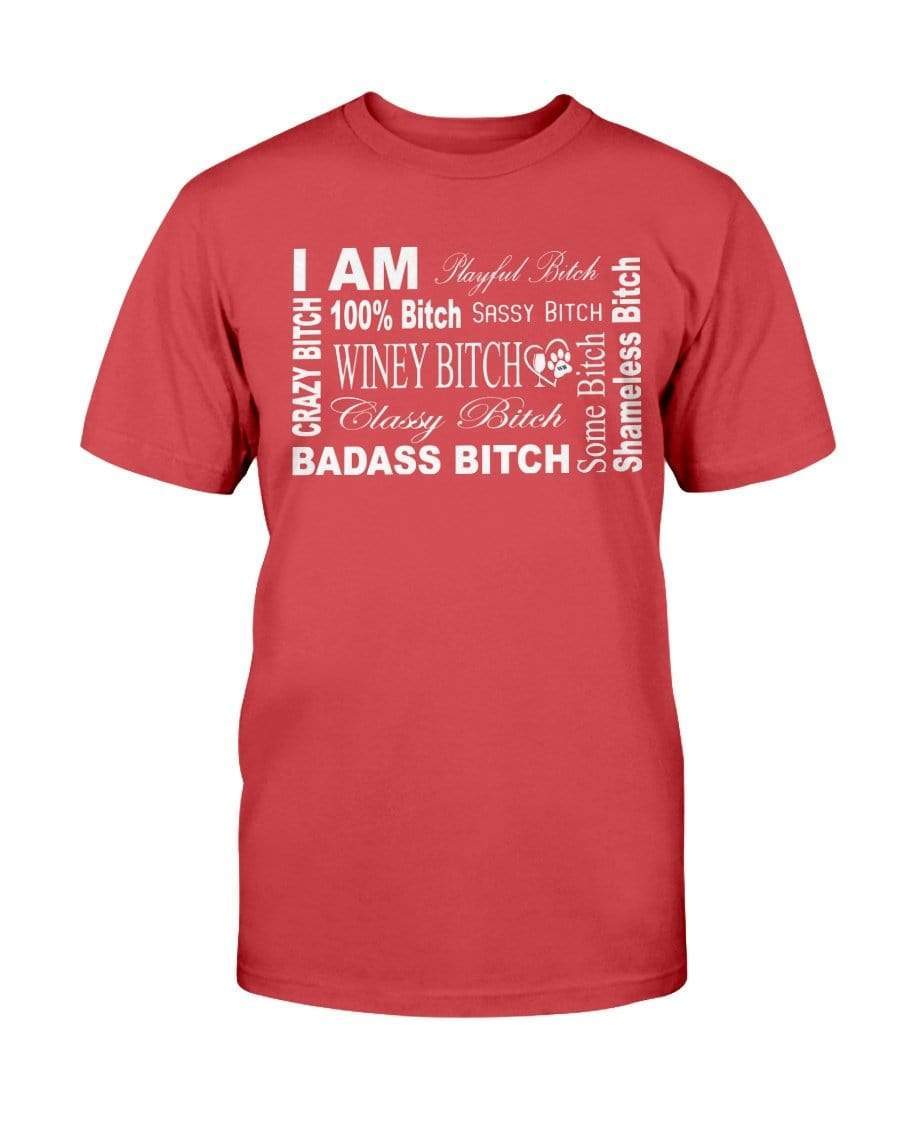 Shirts Red / S Winey Bitches Co "I Am Bitch-White Letters" -Ultra Cotton T-Shirt WineyBitchesCo