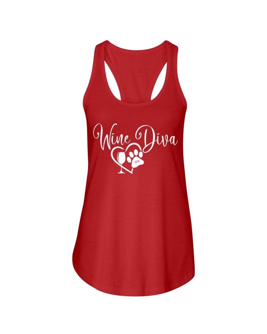 Shirts Red / XS Winey Bitches Co "Wine Diva 2" Ladies Racerback Tank-Wht Lettering WineyBitchesCo