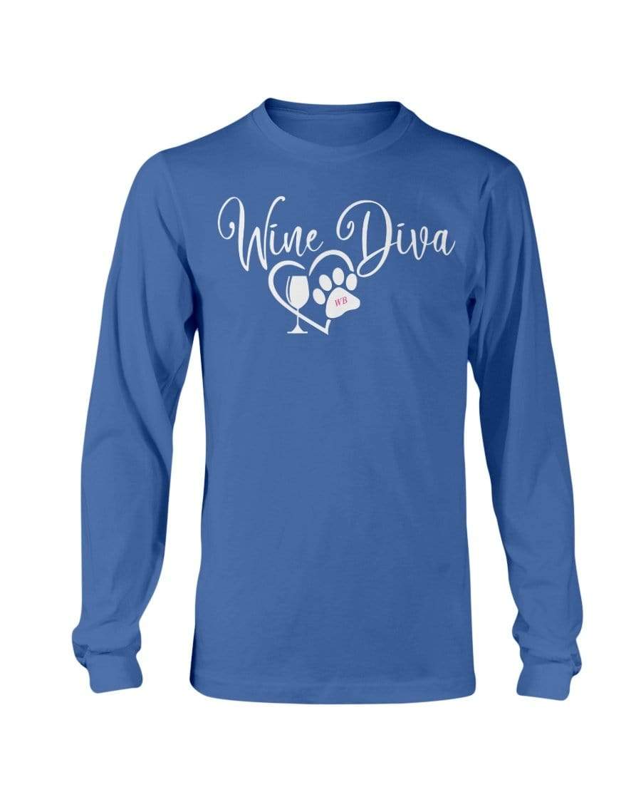 Shirts Royal Blue / S Winey Bitches Co "Wine Diva 2" Long Sleeve T-Shirt WineyBitchesCo