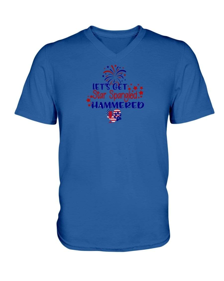 Shirts Royal / S Winey Bitches Co "Let's Get Star Spangled Hammered" Ladies HD V Neck T WineyBitchesCo