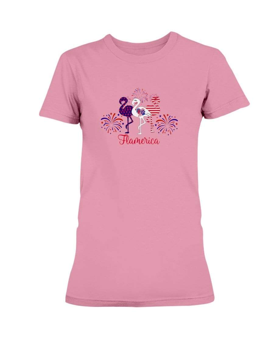 Shirts Safety Pink / XS Winey Bitches Co "Flamerica" Patriotic Flamingo Ultra Ladies T-Shirt WineyBitchesCo