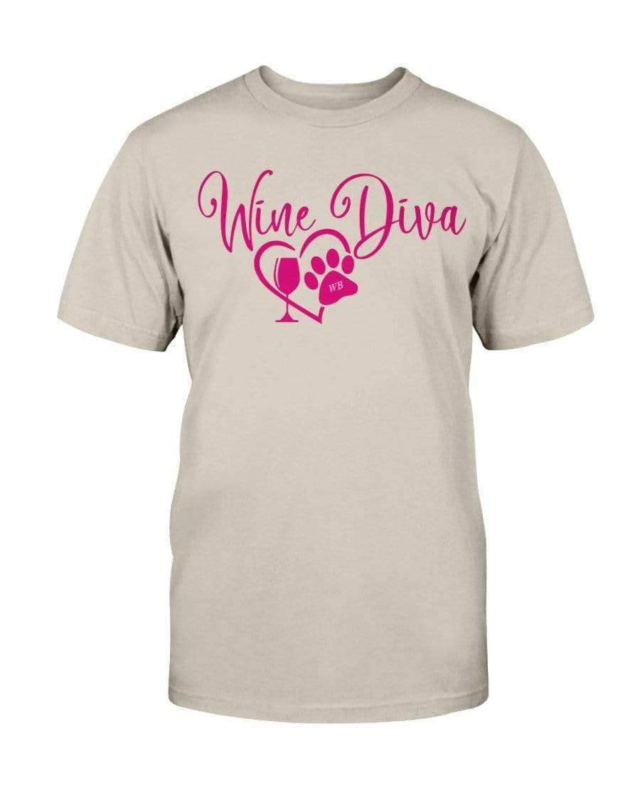 Shirts Sand / S Winey Bitches Co New "Wine Diva 2" Ultra Cotton T-Shirt- Pink Ltrs WineyBitchesCo