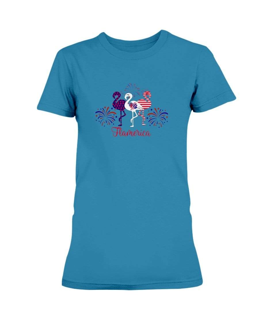 Shirts Sapphire / XS Winey Bitches Co "Flamerica" Patriotic Flamingo Ultra Ladies T-Shirt WineyBitchesCo