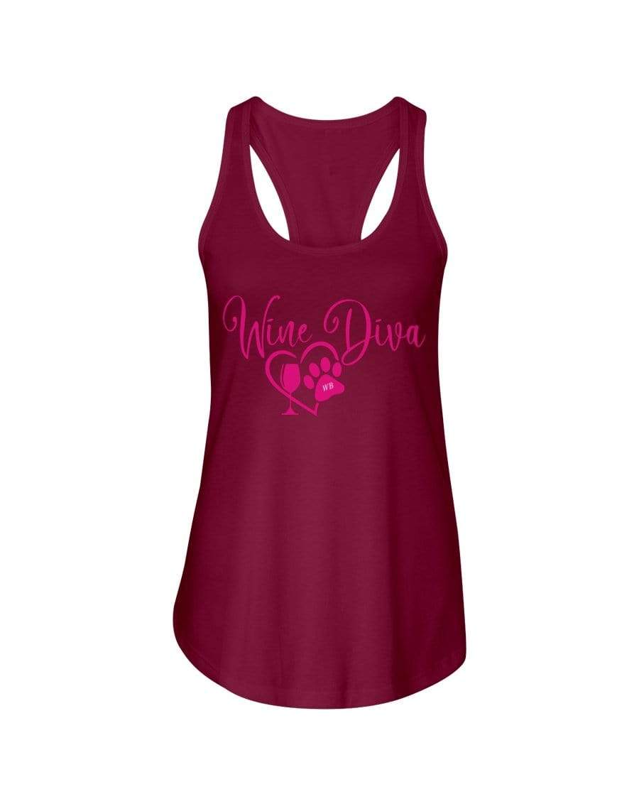 Shirts Scarlet / XS Winey Bitches Co "Wine Diva 2" Ladies Racerback Tank WineyBitchesCo