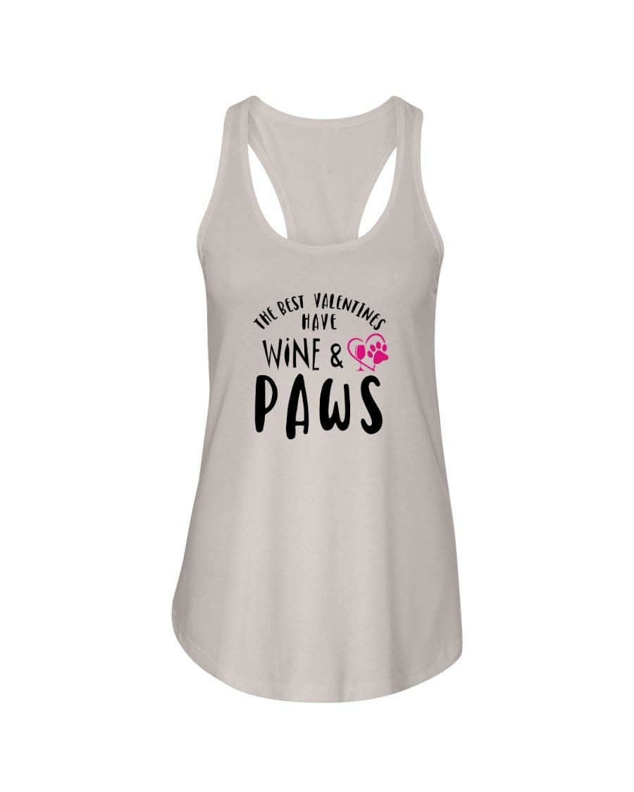 Shirts Silver / XS Winey Bitches Co"The Best Valentines Have Wine And Paws" Ladies Racerback Tank Top* WineyBitchesCo