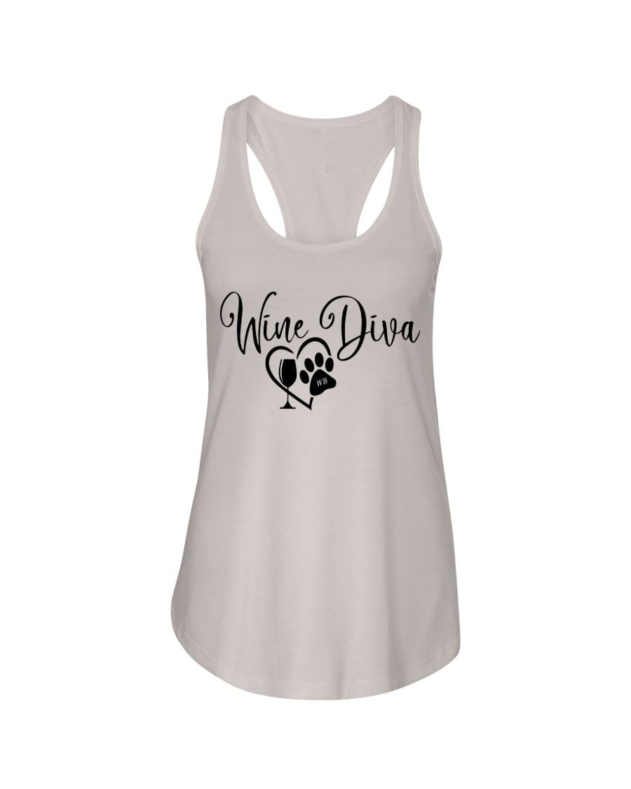 Shirts Silver / XS Winey Bitches Co "Wine Diva 2" Ladies Racerback Tank- Blk Ltrs WineyBitchesCo