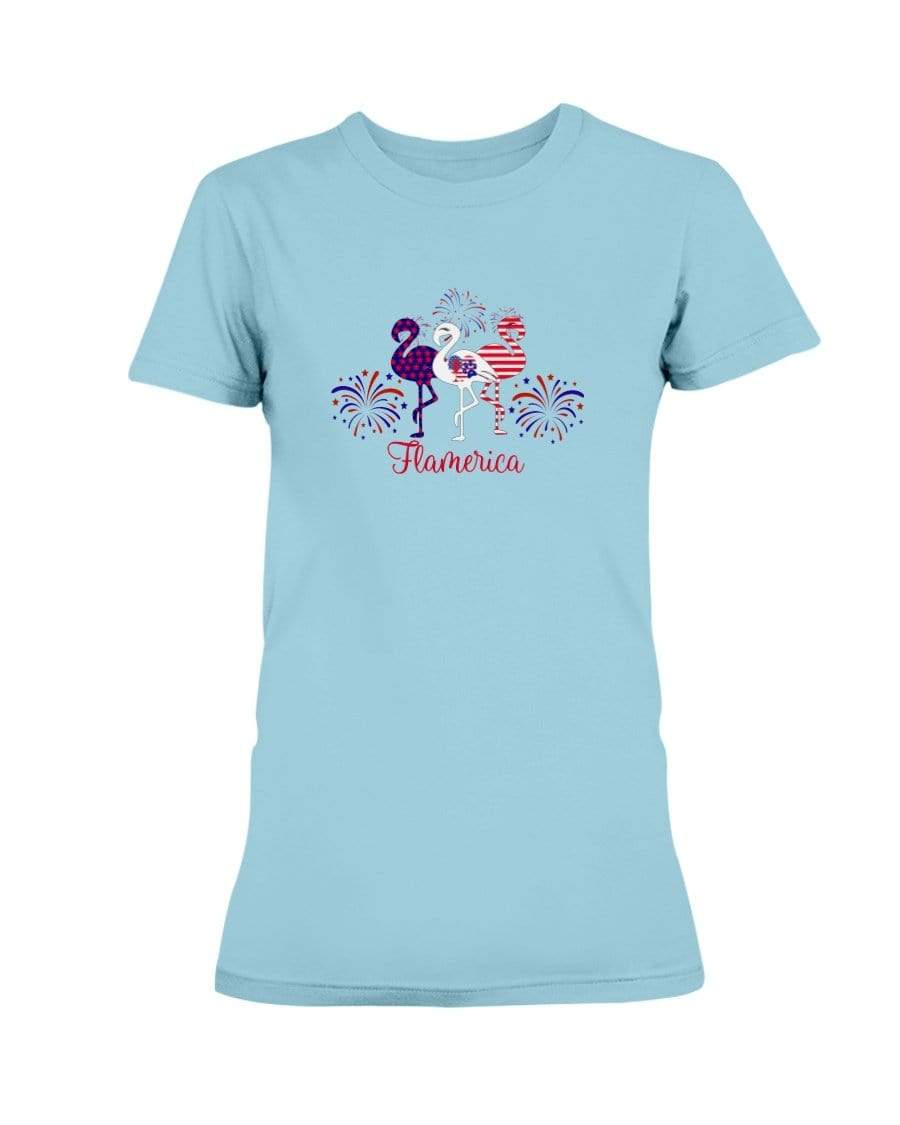 Shirts Sky / XS Winey Bitches Co "Flamerica" Patriotic Flamingo Ultra Ladies T-Shirt WineyBitchesCo