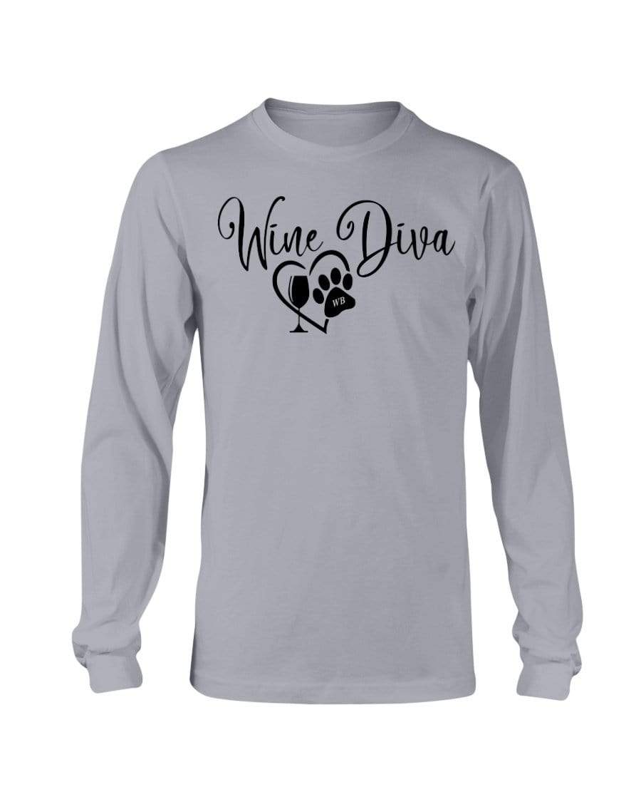 Shirts Sports Grey / S Winey Bitches Co "Wine Diva 2" Long Sleeve T-Shirt WineyBitchesCo