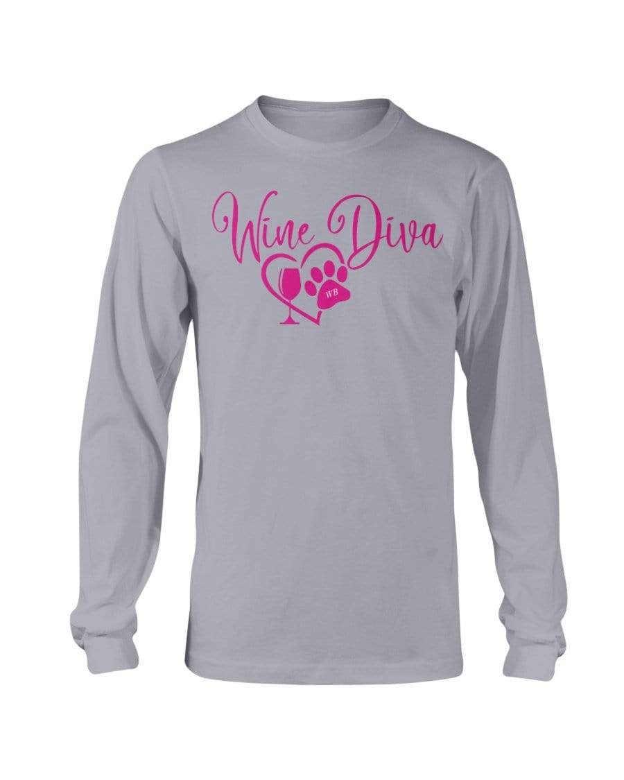 Shirts Sports Grey / S Winey Bitches Co "Wine Diva 2" Long Sleeve T-Shirt WineyBitchesCo