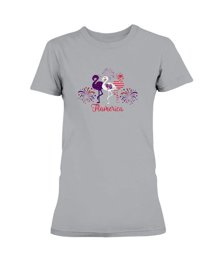 Shirts Sports Grey / XS Winey Bitches Co "Flamerica" Patriotic Flamingo Ultra Ladies T-Shirt WineyBitchesCo