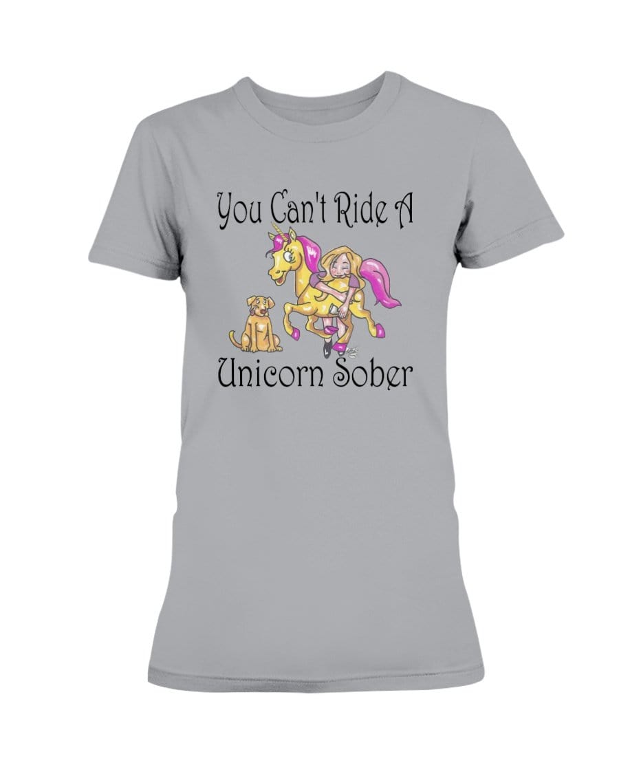 Shirts Sports Grey / XS Winey Bitches Co "You Can't Ride A Unicorn Sober" Ultra Ladies T-Shirt WineyBitchesCo